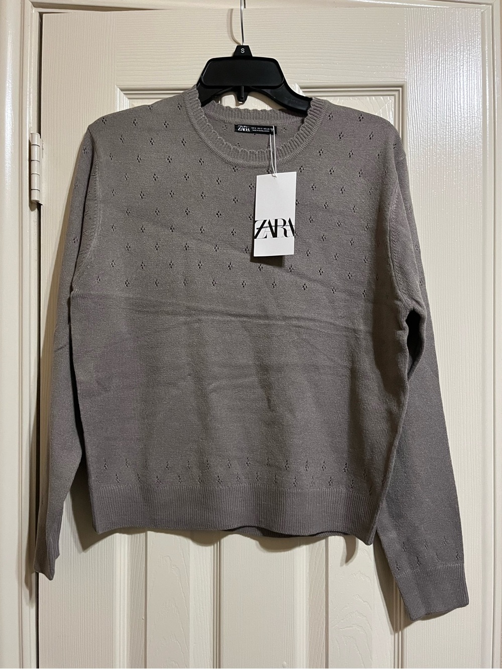 Zara Textured Knit Crewneck Sweater